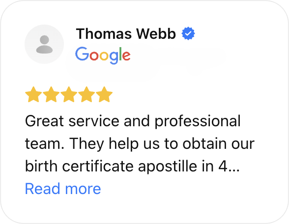 Verified 5-star Google review from Madeline Shaw for Florida Mobile Apostille